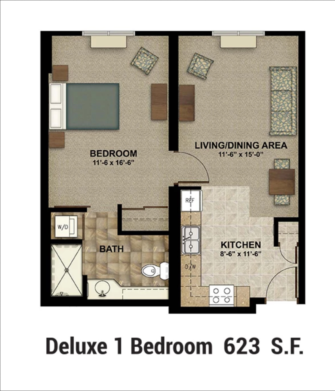 Floor Plan Deluxe 1 Bed