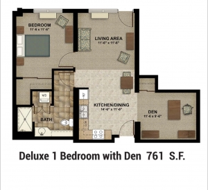 Floor Plan 1 Bed with Den